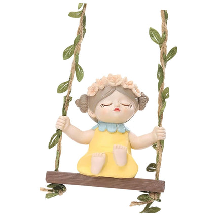 Cute Swing Girl PACK OF 2 Resin Showpiece for Home & Garden Decor | Decorative Hanging Figurine | PCTKART - Pctkart