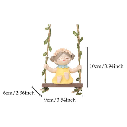 Cute Swing Girl PACK OF 2 Resin Showpiece for Home & Garden Decor | Decorative Hanging Figurine | PCTKART - Pctkart