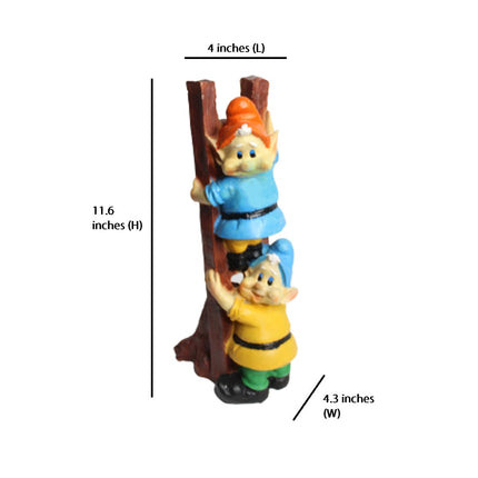 Cute Garden Climbing Dwarf Statue | Outdoor Miniature Decor | 11.5 Inch