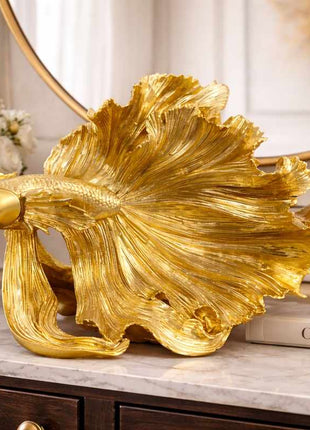 Decorative resin golden fish showpiece for living room and office