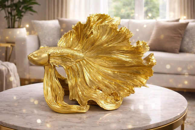 Golden fish statue for home vastu and prosperity décor