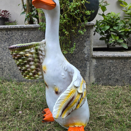 Duck Garden Planter Statue with Basket | Decorative Outdoor Garden Decor - Pctkart