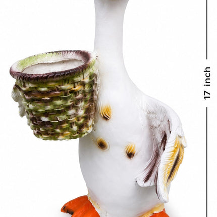 Duck Garden Planter Statue with Basket | Decorative Outdoor Garden Decor - Pctkart