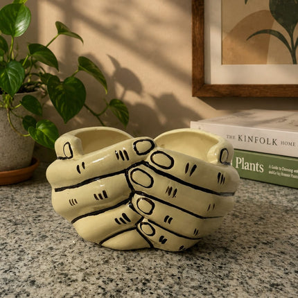 Designer Hand Shape Ceramic Planter Pot for Indoor Plants Decorative Home Decor Flower Pot