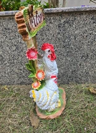 Pctkart Chicken Garden Statue with Welcome Sign Decor - Pctkart
