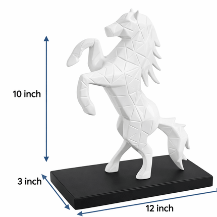 White Geometric Horse Showpiece for Home Decor | Modern Vastu Horse Statue 12x10x3 Inch – PCTKART - Pctkart