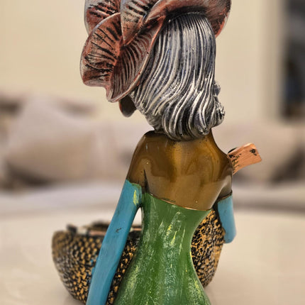 Hand painted girl figurine decorative bowl