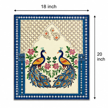 Handcrafted Lippon Art Peacock Wall Decor Set of 5 | Clay Art on Wood