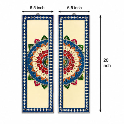 Handcrafted Lippon Art Peacock Wall Decor Set of 5 | Clay Art on Wood