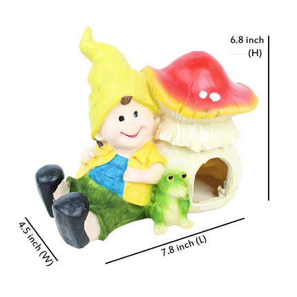 Cute Mushroom Gnome Garden Decor Statue | Outdoor Fairy Garden Figurine for Balcony & Lawn - Pctkart