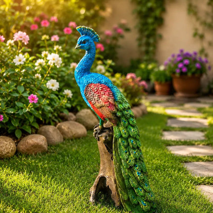 Colorful Peacock Garden Statue for Home & Outdoor Decor | Decorative Bird Showpiece 47cm - Pctkart