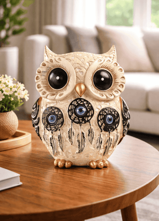 Owl Home Decor Showpiece with Evil Eye Design | Lucky 4inch Owl Statue for Living Room – PCTKART - Pctkart