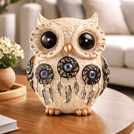 Owl Home Decor Showpiece with Evil Eye Design | Lucky 4inch Owl Statue for Living Room – PCTKART - Pctkart