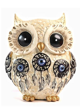 Owl Home Decor Showpiece with Evil Eye Design | Lucky 4inch Owl Statue for Living Room – PCTKART - Pctkart