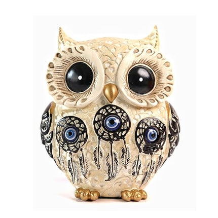 Owl Home Decor Showpiece with Evil Eye Design | Lucky 4inch Owl Statue for Living Room – PCTKART - Pctkart