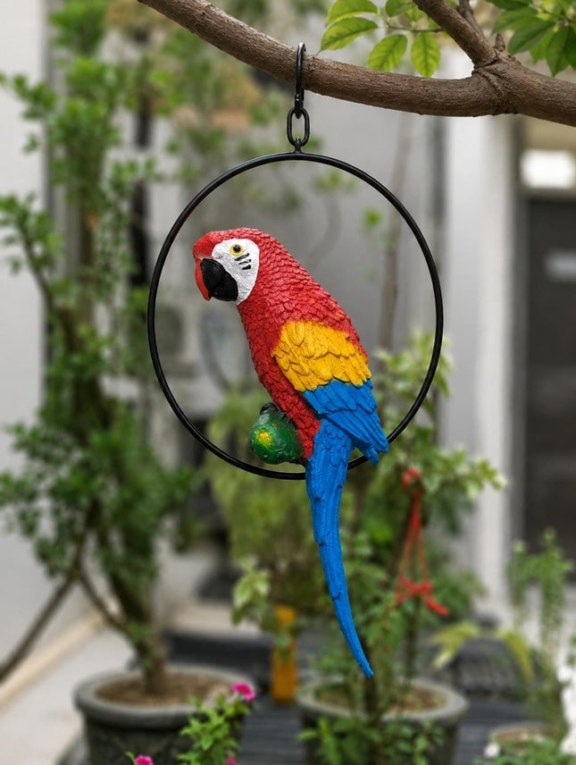 Hand-painted colorful parrot resin garden decoration