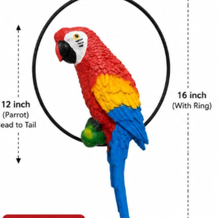 Colorful Parrot Garden Hanging Decor | Resin Bird Wall Hanging for Garden, Balcony & Home | 16 Inch - Pctkart