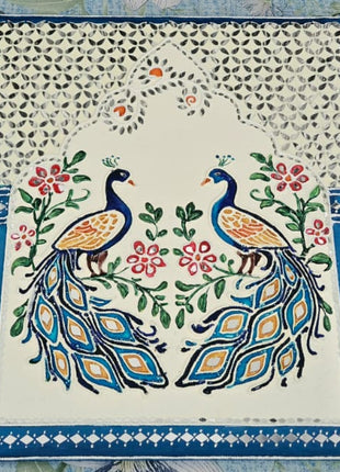 Handcrafted Lippon Art Peacock Wall Decor Set of 5 | Clay Art on Wood - Pctkart