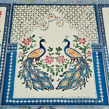 Handcrafted Lippon Art Peacock Wall Decor Set of 5 | Clay Art on Wood