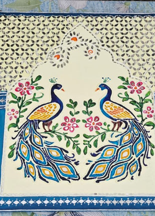 Handcrafted Lippon Art Peacock Wall Decor Set of 5 | Clay Art on Wood - Pctkart