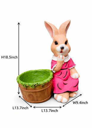 Rabbit Planter Pot for Garden Décor | Cute Bunny Planter Showpiece for Home & Balcony (Resin) - Pctkart