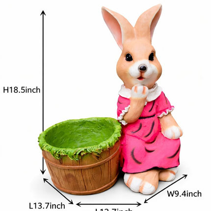 Rabbit Planter Pot for Garden Décor | Cute Bunny Planter Showpiece for Home & Balcony (Resin) - Pctkart