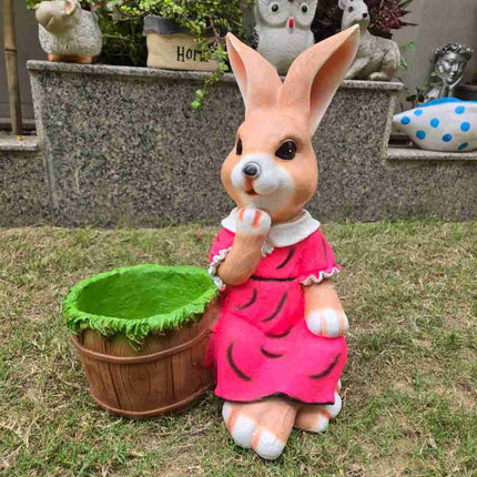 Rabbit Planter Pot for Garden Décor | Cute Bunny Planter Showpiece for Home & Balcony (Resin) - Pctkart
