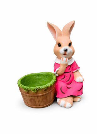 Rabbit Planter Pot for Garden Décor | Cute Bunny Planter Showpiece for Home & Balcony (Resin) - Pctkart