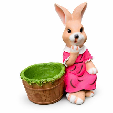 Rabbit Planter Pot for Garden Décor | Cute Bunny Planter Showpiece for Home & Balcony (Resin) - Pctkart