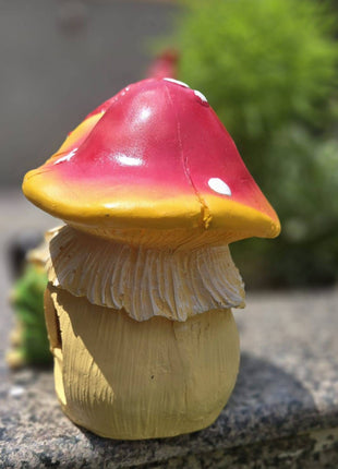 Cute Mushroom Gnome Garden Decor Statue | Outdoor Fairy Garden Figurine for Balcony & Lawn - Pctkart