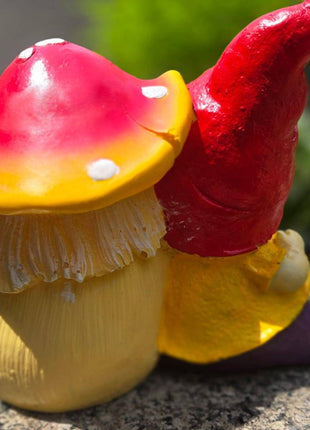 Cute Mushroom Gnome Garden Decor Statue | Outdoor Fairy Garden Figurine for Balcony & Lawn - Pctkart