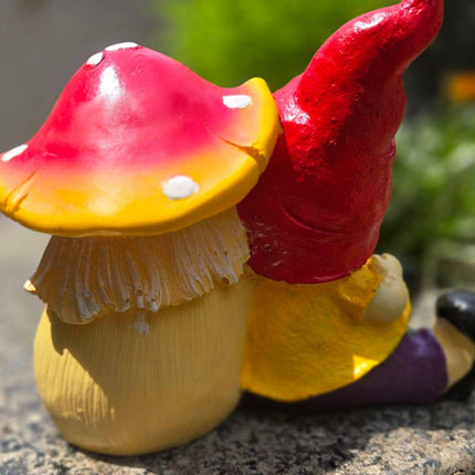 Cute Mushroom Gnome Garden Decor Statue | Outdoor Fairy Garden Figurine for Balcony & Lawn - Pctkart