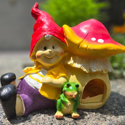 Cute Mushroom Gnome Garden Decor Statue | Outdoor Fairy Garden Figurine for Balcony & Lawn - Pctkart