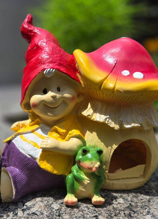 Cute Mushroom Gnome Garden Decor Statue | Outdoor Fairy Garden Figurine for Balcony & Lawn - Pctkart