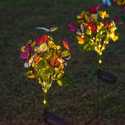 18 LED Solar Butterfly Flower Garden Lights for Outdoor Garden Decor | Waterproof Pathway Lawn Lights pack of 2 - Pctkart