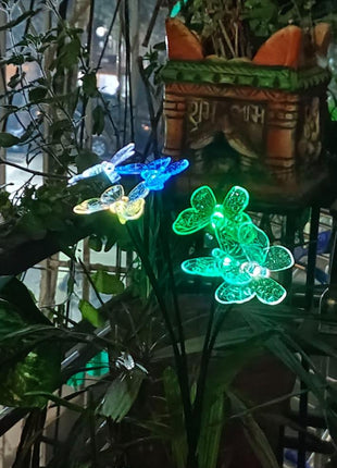 Solar Garden Lights for Outdoor Decoration | LED Butterfly Garden Stakes for Home pack of 2 - Pctkart