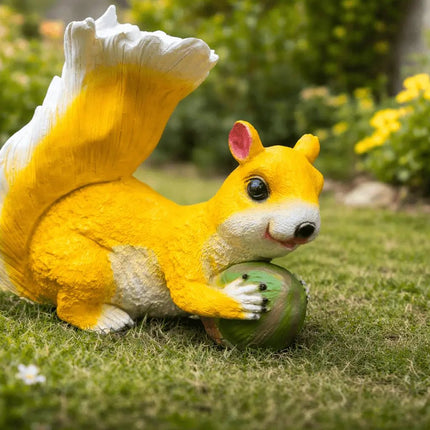 Pctkart Cute Yellow Squirrel Garden Decor Statue - Pctkart
