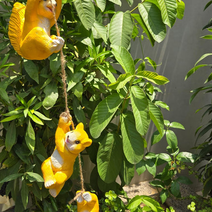 Cute Squirrel Climbing Rope Garden Decor | Hanging Squirrel Statue for Outdoor Balcony & Plant Decoration - Pctkart
