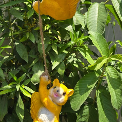 Cute Squirrel Climbing Rope Garden Decor | Hanging Squirrel Statue for Outdoor Balcony & Plant Decoration - Pctkart