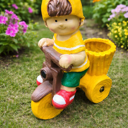 Cute Boy Tricycle Planter – Decorative Resin Cycle Pot for Indoor & Outdoor Garden Decor - Pctkart