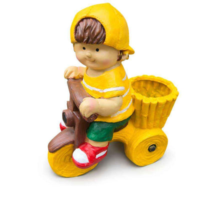 Cute Boy Tricycle Planter – Decorative Resin Cycle Pot for Indoor & Outdoor Garden Decor - Pctkart