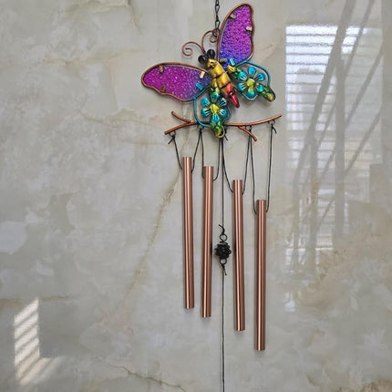 Butterfly Wind Chime with Crystal Hanging | Metal Decorative Wind Chime for Home, Balcony & Garden - Pctkart