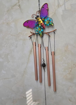 Butterfly Wind Chime with Crystal Hanging | Metal Decorative Wind Chime for Home, Balcony & Garden - Pctkart