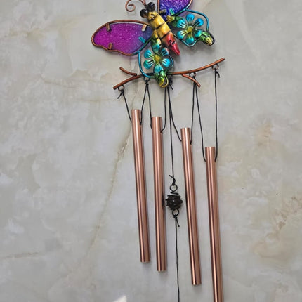 Butterfly Wind Chime with Crystal Hanging | Metal Decorative Wind Chime for Home, Balcony & Garden - Pctkart