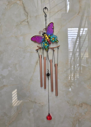 Butterfly Wind Chime with Crystal Hanging | Metal Decorative Wind Chime for Home, Balcony & Garden - Pctkart